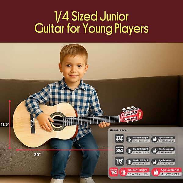 Pyle 30-Inch Beginner Acoustic Guitar Kit, 6-String Classical Style Travel Guitar for Kids & Adults - Includes Shoulder Strap, Strings, Picks, Tuning Pitch Pipe & Storage Gig Bag - Handcrafted Wood - Image 2
