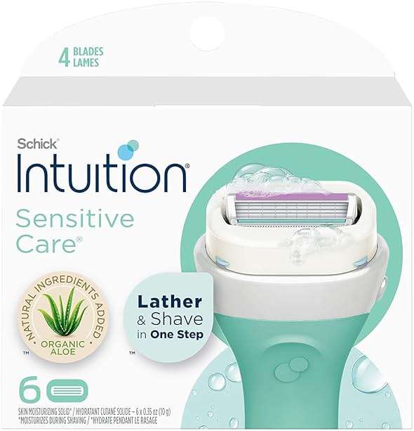 INTUITION Schick Refill, Razors for Women Sensitive Skin | Intuition Razor Blades Refill with Organic Aloe, Razor Refills , 6 Count (Pack of 1) - Image 1