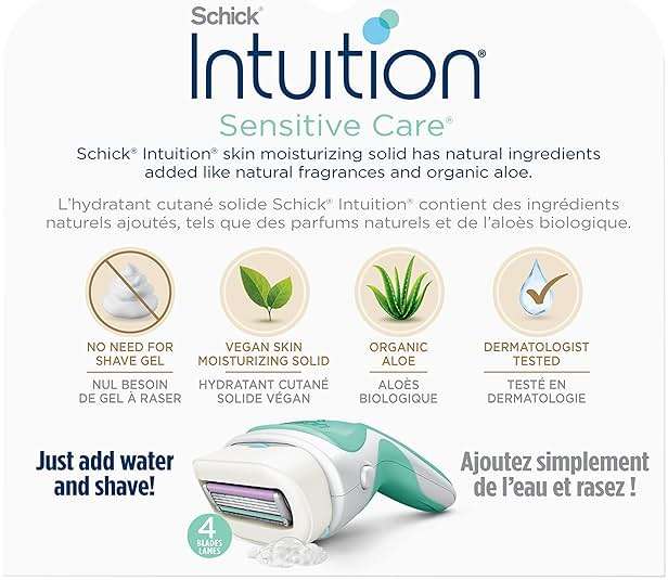 INTUITION Schick Refill, Razors for Women Sensitive Skin | Intuition Razor Blades Refill with Organic Aloe, Razor Refills , 6 Count (Pack of 1) - Image 3