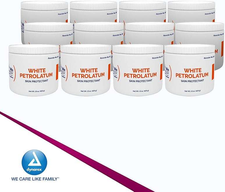 Dynarex White Petrolatum, Petroleum Jelly for Dry, Damaged or Cracked Skin, Soothing White Petroleum Jelly for Minor Skin Irritations, 15 oz. (425g) Jars, 1 Box of 12 - Image 6