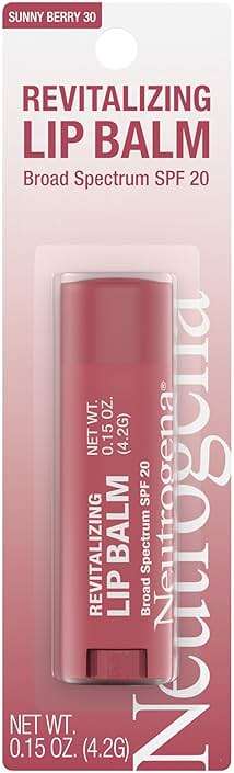 Neutrogena Revitalizing Tinted Lip Balm Broad Spectrum SPF 20 Sunscreen, Moisturizing Lip Balm with a Sheer Tint for Softer, Smoother, Healthier-Looking Lips, Sheer Sunny Berry 30, .15 oz - Image 1