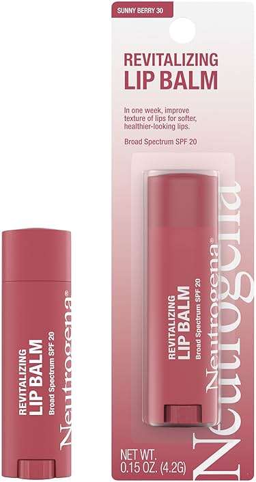Neutrogena Revitalizing Tinted Lip Balm Broad Spectrum SPF 20 Sunscreen, Moisturizing Lip Balm with a Sheer Tint for Softer, Smoother, Healthier-Looking Lips, Sheer Sunny Berry 30, .15 oz - Image 4