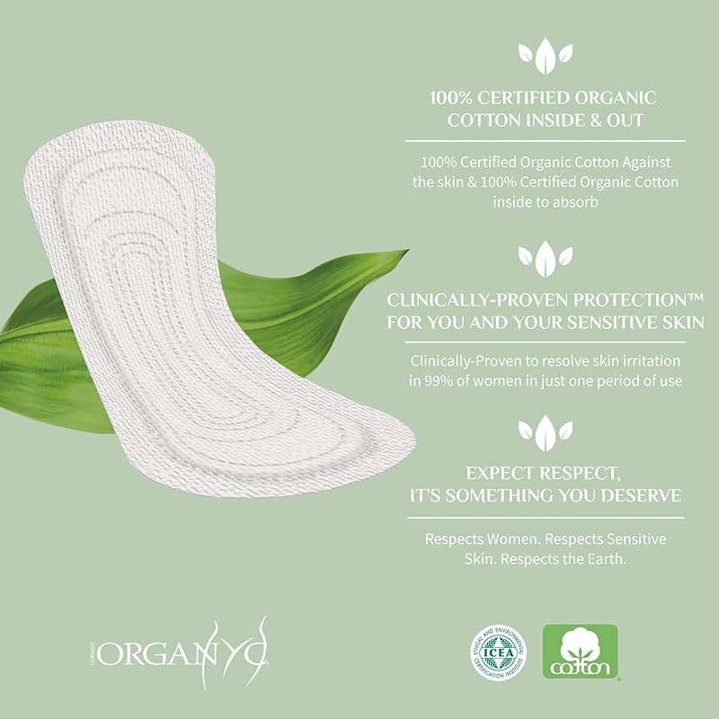 Organyc 100% Certified Organic Cotton Inside and Out Folded Panty Liner, Ultra Thin, Light Flow, 24 Count - Image 5