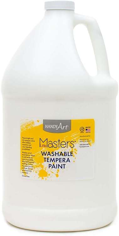 Handy Art Little Masters Washable Tempera Paint, White, Gallon 128 oz Bottle, Bright & Mixable, High Opacity, Washable Colors for Classroom, Students, Kids, Safe & Non-Toxic, Made in USA - Image 1