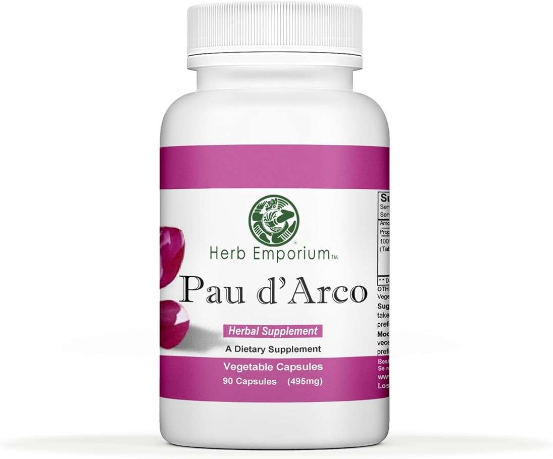 Herb Emporium PAU D'Arco Inner Bark (Tabebuia impetiginosa) 90 Capsules 495mg for Immune Support and Healthy Digestion (Pack of 1) - Image 1