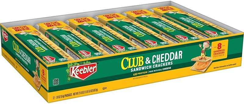 Keebler Products - Keebler - Sandwich Cracker, Club & Cheddar, 8-Cracker Snack Pack, 12 Packs/Box - Sold As 1 Box - Individually packaged. - Eight crackers per pack. - Image 1