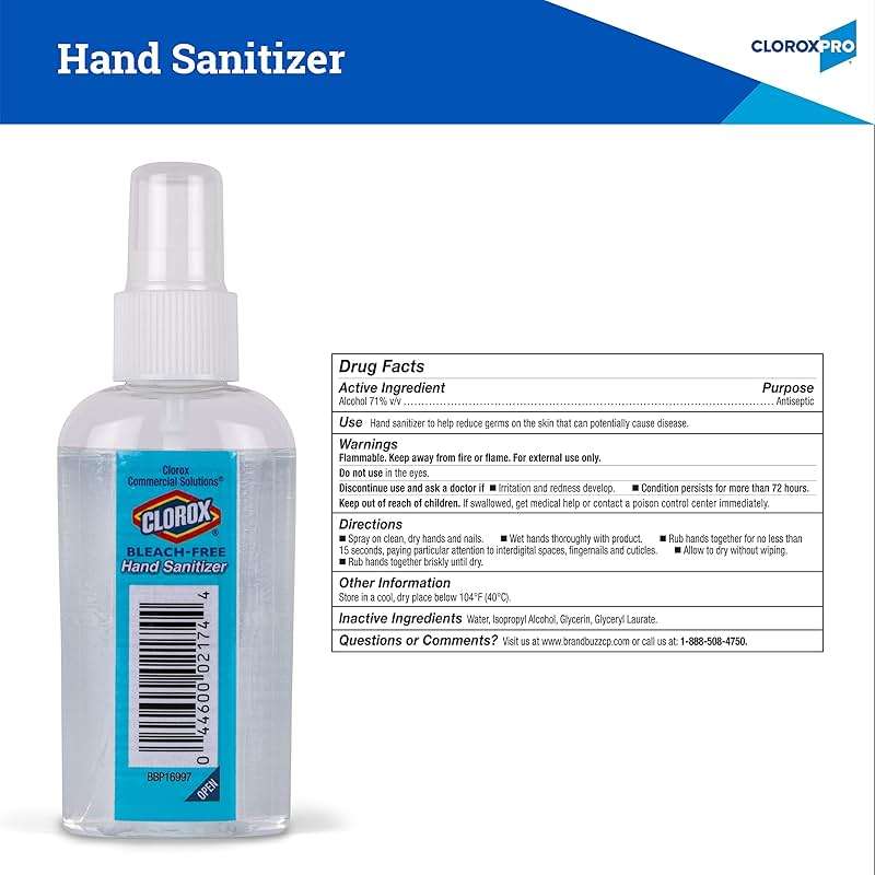 Clorox Pro Hand Sanitizing Spray - Professional Grade Hand Sanitizer Spray Bottle for Everyday & On-The-Go Travel Essentials - Sanitizing Solution for School Supplies & Office Use, 2 Fl Oz - Image 4