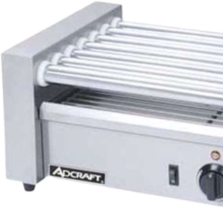 Adcraft RG-07 18 Hot Dog Roller Grill, 7-Roller, Stainless Steel, Flat Top, 560-Watts, 120v, NSF - Image 3
