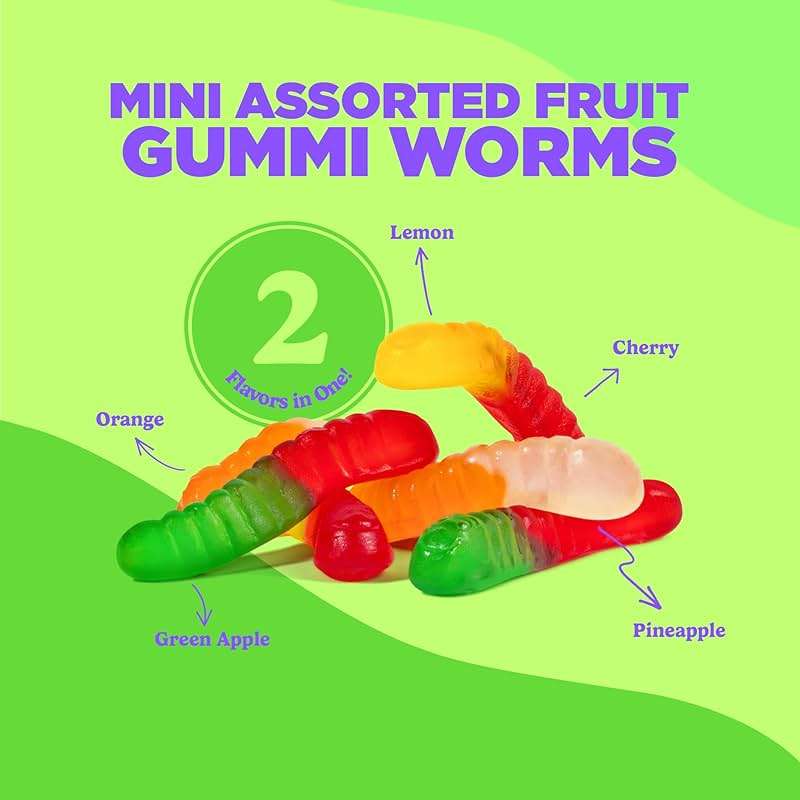 Albanese Candy, Mini Assorted Fruit Gummi Worms, 5-pound Bag - Image 3