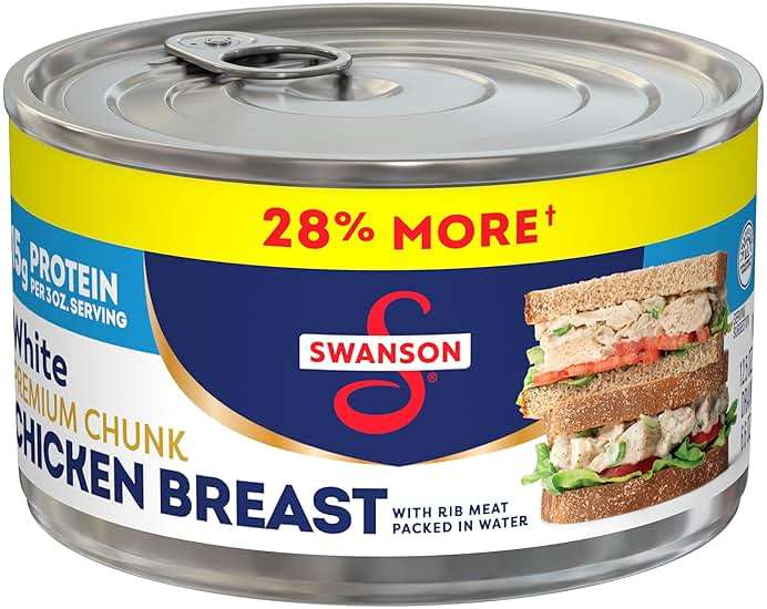 Swanson White Premium Chunk Canned Chicken Breast in Water, Fully Cooked Chicken, 12.5 OZ Can - Image 1