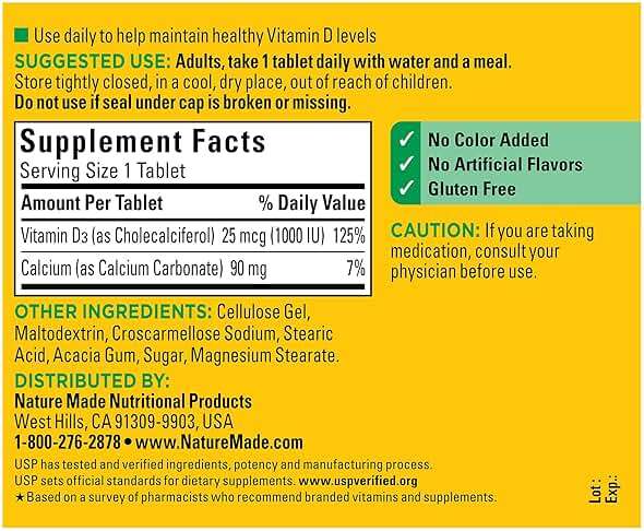 Nature Made Vitamin D3 1000 IU (25 mcg), Vitamin D Supplement for Bone, Teeth, Muscle and Immune Health Support, 300 Tablets, 300 Day Supply - Image 6