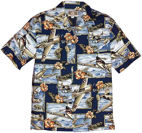 RJC Mens Hibiscus Fighter Airplane Shirt - Image 1