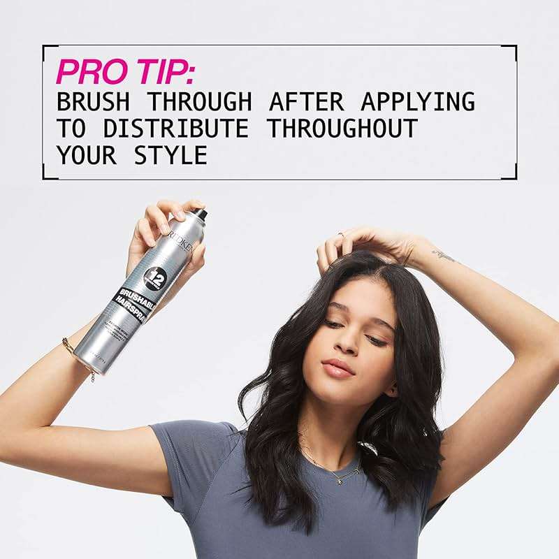 Redken Brushable Hairspray 12 For All Hair Types - Protects Against Frizz and Humidity With Flexible Medium Hold With Natural Finish - Image 5