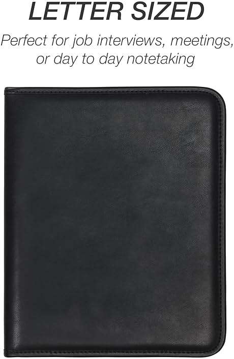 Samsill Professional Padfolio - Faux Leather Portfolio Folder for Men and Women, Leather Padfolio with 8.5 x 11 Writing Pad, Resume Portfolio Folder, Functional Business Portfolio for Meetings and Interviews, Black - Image 6