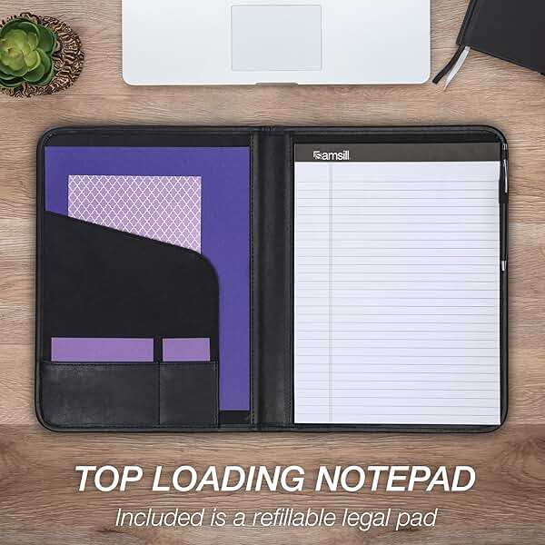 Samsill Professional Padfolio - Faux Leather Portfolio Folder for Men and Women, Leather Padfolio with 8.5 x 11 Writing Pad, Resume Portfolio Folder, Functional Business Portfolio for Meetings and Interviews, Black - Image 7