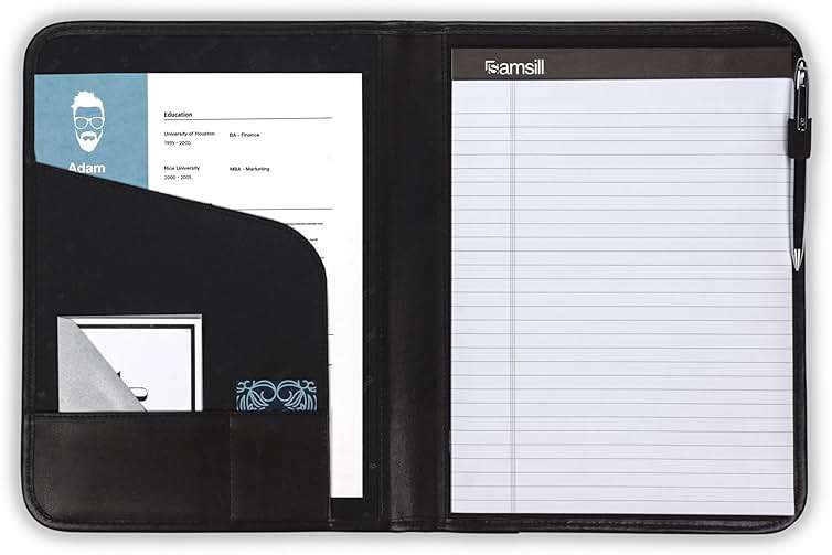 Samsill Professional Padfolio - Faux Leather Portfolio Folder for Men and Women, Leather Padfolio with 8.5 x 11 Writing Pad, Resume Portfolio Folder, Functional Business Portfolio for Meetings and Interviews, Black - Image 8