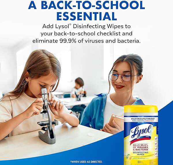 Lysol Disinfectant Wipes Multi-Surface Antibacterial Cleaning Wipes, Dorm Room Essentials For Disinfecting and Cleaning Lemon and Lime Blossom 80 Count (Pack of 2) - Image 9
