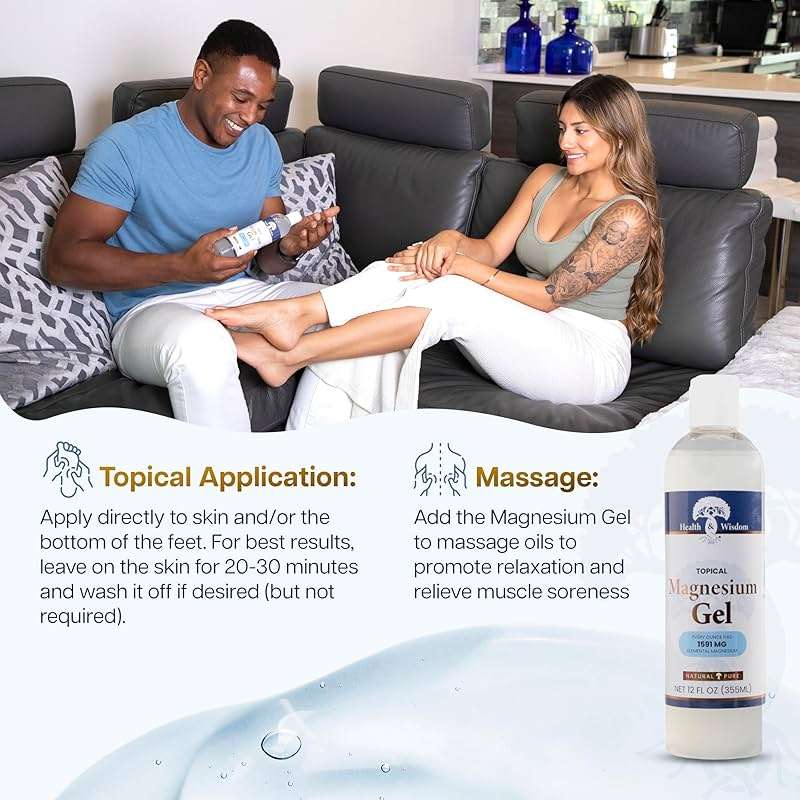 Health & Wisdom Pure Magnesium Gel with Seaweed Extract - USP Grade Topical Muscle & Joint Relief- Natural and Pure Skin & Scalp Moisturizing - Enhanced Absorption - 12 fl oz - Image 4