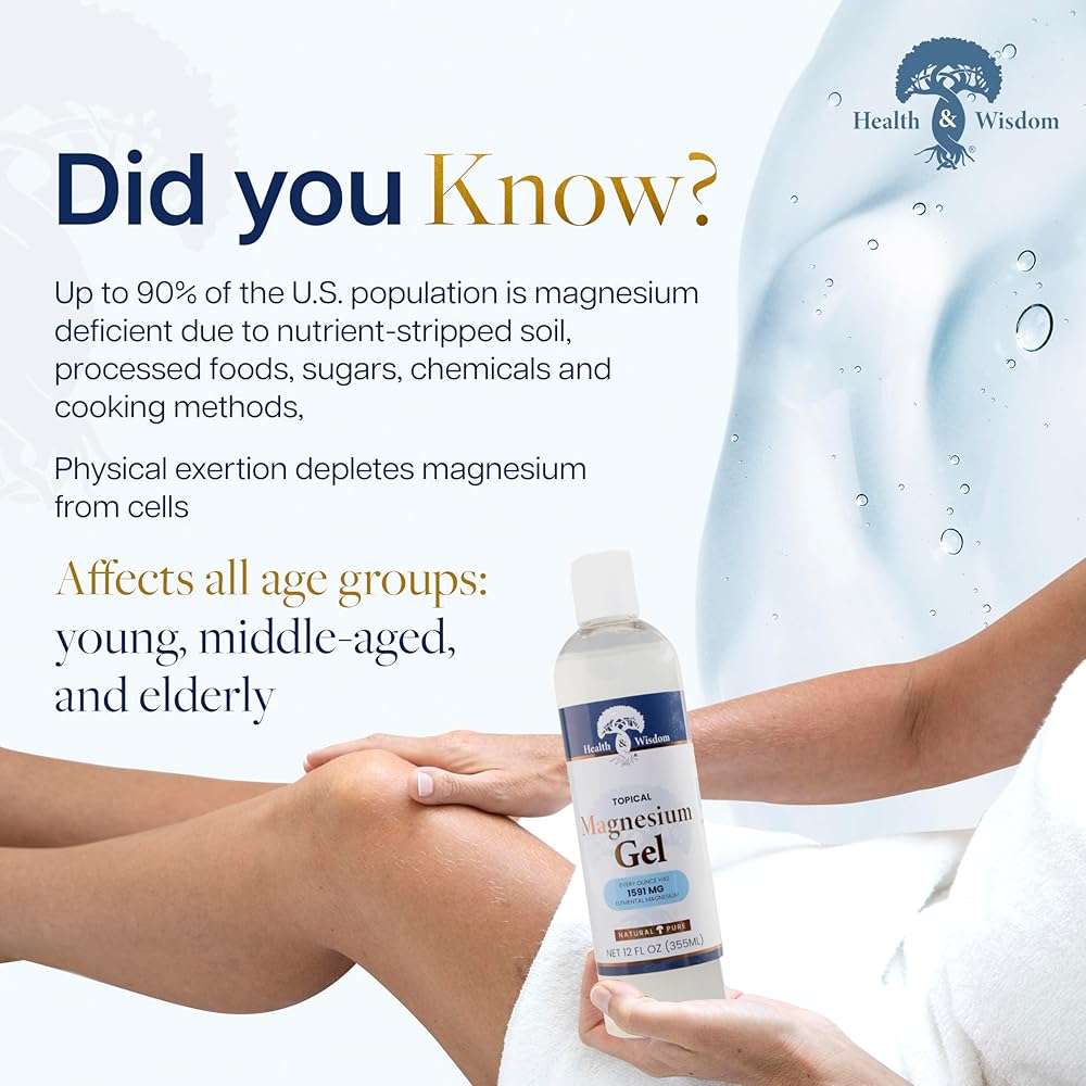 Health & Wisdom Pure Magnesium Gel with Seaweed Extract - USP Grade Topical Muscle & Joint Relief- Natural and Pure Skin & Scalp Moisturizing - Enhanced Absorption - 12 fl oz - Image 5