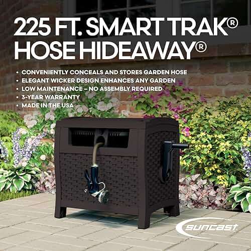 Suncast Hose Reel with Smart Trak Hose Guide, Water-Tight Connection, Durable Resin Construction, 225' Hose Capacity, Brown, Made in the USA - Image 3