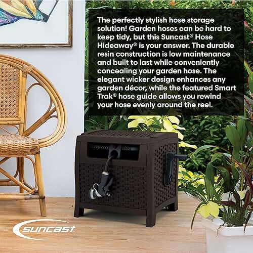 Suncast Hose Reel with Smart Trak Hose Guide, Water-Tight Connection, Durable Resin Construction, 225' Hose Capacity, Brown, Made in the USA - Image 6