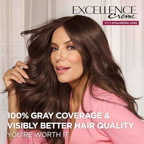 L'Oreal Paris Excellence Crème Permanent Hair Dye, Triple Care Hair Color with Hyaluronic Acid for 100% Gray Coverage, 4 Dark Brown, 1 Kit (Packaging May Vary) - Image 2