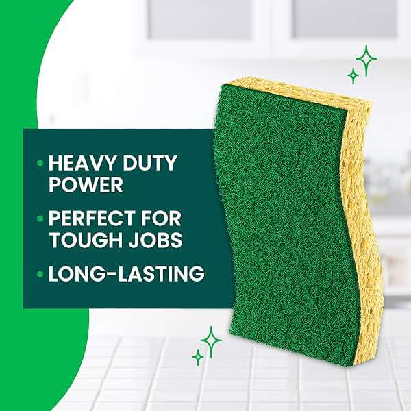 Scotch-Brite Heavy Duty Scrub Sponge, 6 Kitchen Sponges Designed for Tough Messes in the Kitchen that Last 3X Longer*, Best for Cast Iron Skillets and Outdoor Grills, Flexible, Durable, and Strong - Image 2