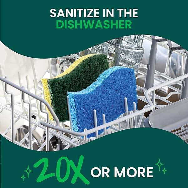 Scotch-Brite Heavy Duty Scrub Sponge, 6 Kitchen Sponges Designed for Tough Messes in the Kitchen that Last 3X Longer*, Best for Cast Iron Skillets and Outdoor Grills, Flexible, Durable, and Strong - Image 7