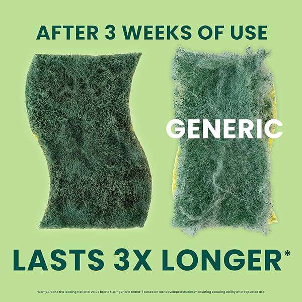 Scotch-Brite Heavy Duty Scrub Sponge, 6 Kitchen Sponges Designed for Tough Messes in the Kitchen that Last 3X Longer*, Best for Cast Iron Skillets and Outdoor Grills, Flexible, Durable, and Strong - Image 8