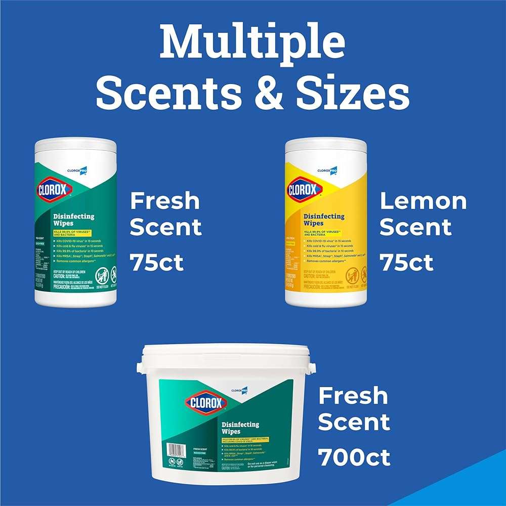 CloroxPro Clorox Disinfecting Wipes, Lemon Fresh, 75 Count (Package May Vary) - Image 6