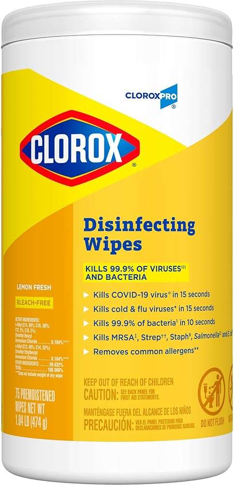 CloroxPro Clorox Disinfecting Wipes, Lemon Fresh, 75 Count (Package May Vary) - Image 7