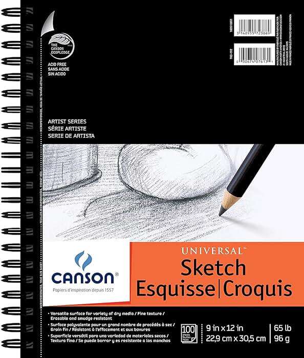 Canson Universal Heavyweight Sketch Pads, 9 in. x 12 in., 100 Sheets - Image 1