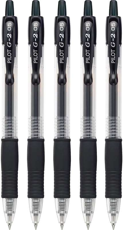 Pilot G2 Premium Gel Roller Pens, Extra Fine Point 0.5 mm, Gel Pens Black, Pack of 5 - Ideal for School, Journaling & Office Writing - Image 4