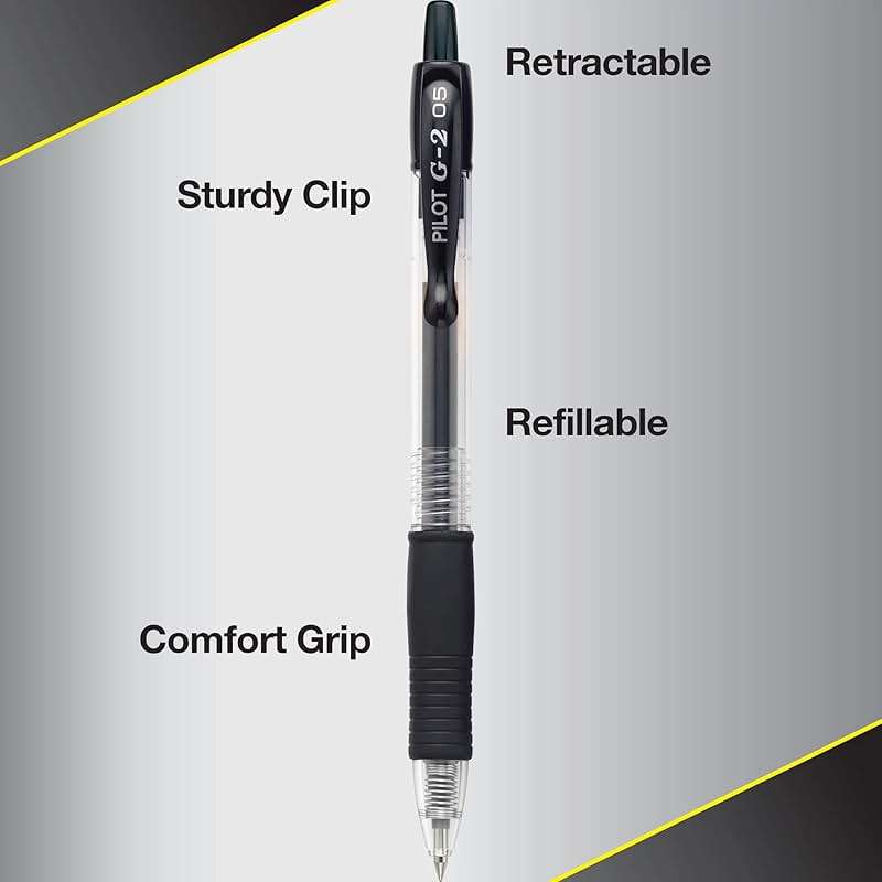 Pilot G2 Premium Gel Roller Pens, Extra Fine Point 0.5 mm, Gel Pens Black, Pack of 5 - Ideal for School, Journaling & Office Writing - Image 7