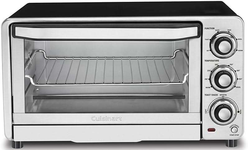 Cuisinart Custom Classic Toaster Oven Broiler, 1800 Watt Countertop Toaster Oven to Bake, Broil, and Toast, Non-Stick Interior, Consistent Toast Control, Brushed Stainless Steel/Black, TOB-40N - Image 1