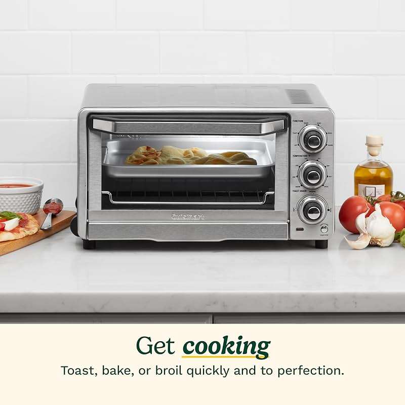 Cuisinart Custom Classic Toaster Oven Broiler, 1800 Watt Countertop Toaster Oven to Bake, Broil, and Toast, Non-Stick Interior, Consistent Toast Control, Brushed Stainless Steel/Black, TOB-40N - Image 2