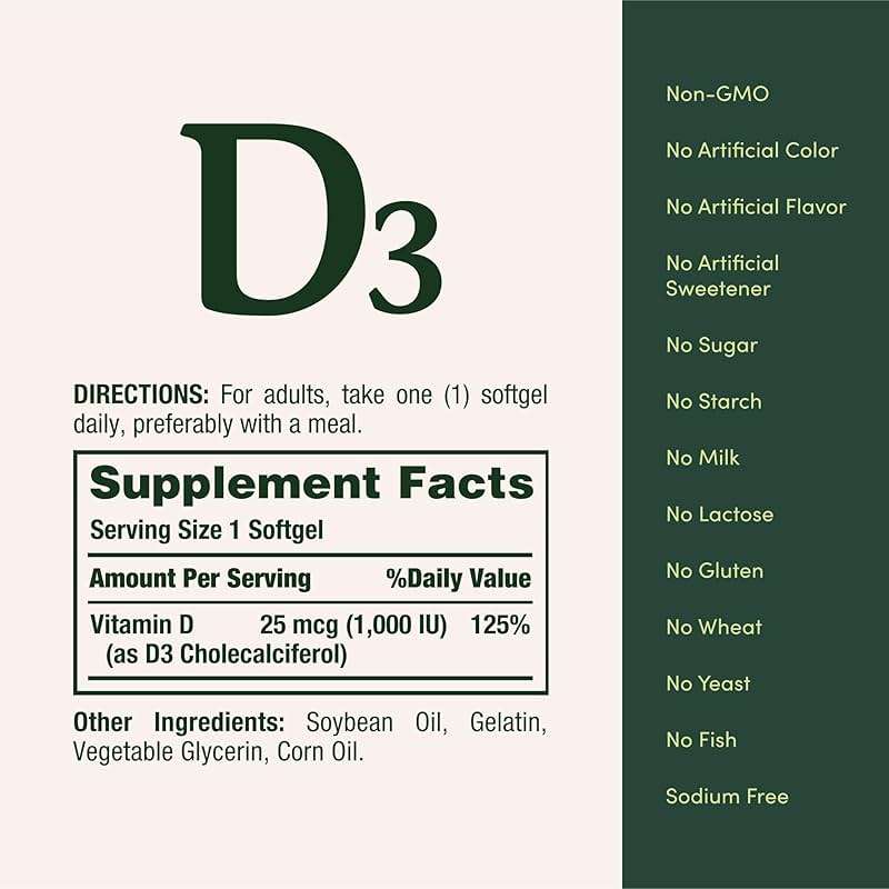 Nature's Bounty Vitamin D3 1000 IU Softgels, Immune Support, Promotes Healthy Bones, 1 Softgel per Day, Gluten Free, 350 Count - Image 5