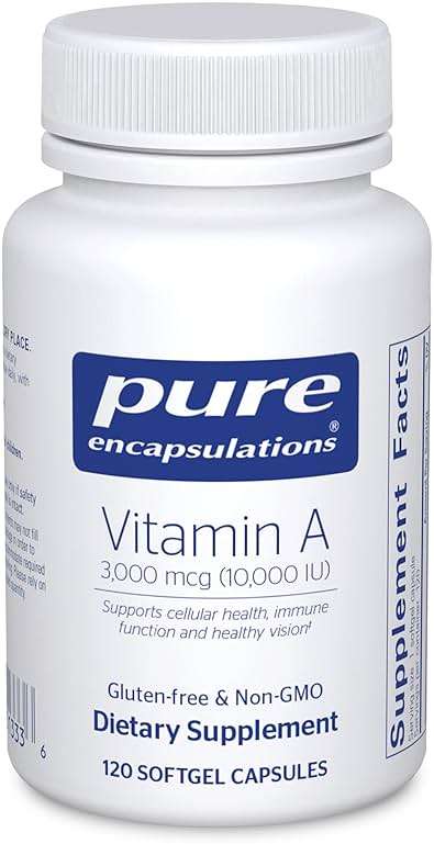 Pure Encapsulations Vitamin A - 3,000 mcg - from Cod Liver Oil - Immune & Vision Support* - Vitamin A Palmitate Supplement - Non-GMO - 120 Softgel Capsules - Image 1