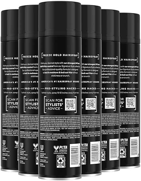 TRESemmé Hairspray Pack of 6 Freeze Hold for 24-Hour Frizz Control and All-Day Humidity Resistance 11 Fl Oz - Image 2