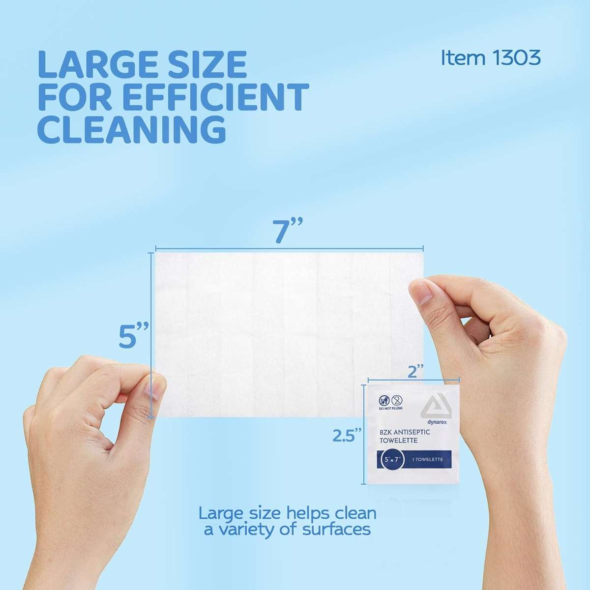Dynarex DynaSafety BZK Antiseptic Towelettes - Sterile, Alcohol and Fragrance Free, Gentle Cleansing, Safe on Minor Wounds - 5" x 7" - Case of 10 Boxes, 100 per Box - Image 2