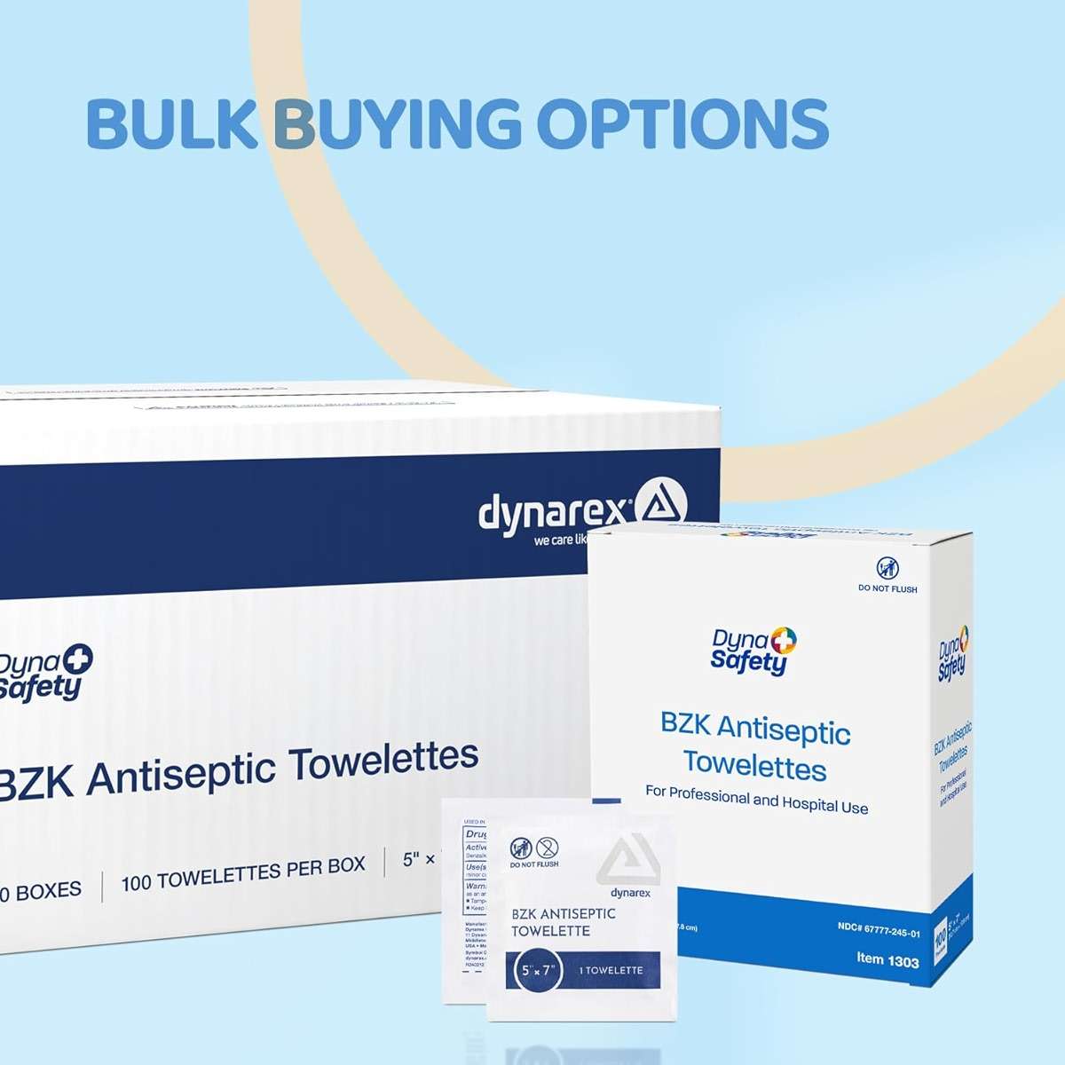 Dynarex DynaSafety BZK Antiseptic Towelettes - Sterile, Alcohol and Fragrance Free, Gentle Cleansing, Safe on Minor Wounds - 5" x 7" - Case of 10 Boxes, 100 per Box - Image 7