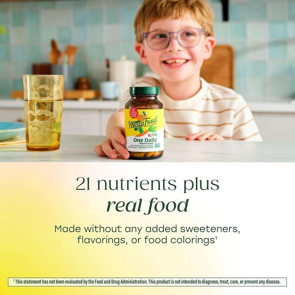 MegaFood Kids One Daily Multivitamin - Convenient Mini Multivitamin for Kids - with Zinc, Vitamins C, B & D - Vegetarian, Gluten Free, Non GMO - 60 Tablets, 60 Servings - Image 4