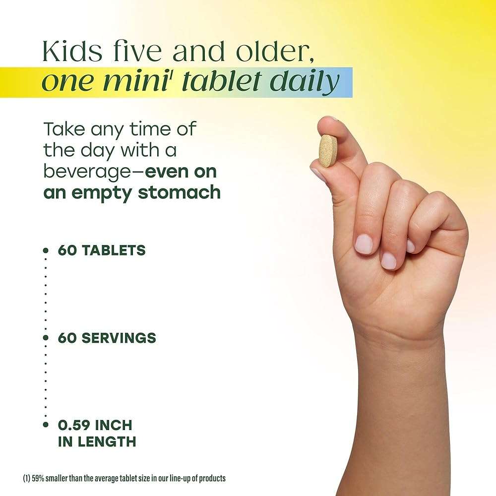 MegaFood Kids One Daily Multivitamin - Convenient Mini Multivitamin for Kids - with Zinc, Vitamins C, B & D - Vegetarian, Gluten Free, Non GMO - 60 Tablets, 60 Servings - Image 5