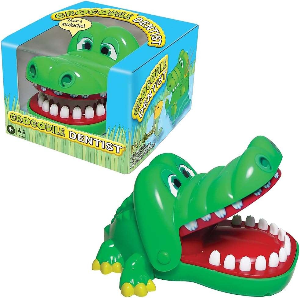 Crocodile Dentist by Winning Moves Games USA, Press Your Luck No Loose Parts Self Contained Game for 1 to 4 Players, Ages 4+ - Image 1