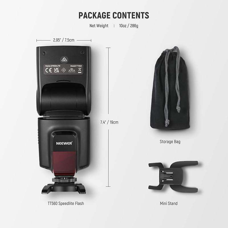 NEEWER TT560 Camera Flash Speedlite Compatible with Canon Sony Nikon Panasonic Olympus Pentax and Other DSLRs, Compatible with Sony ZV1, NOT for ZV-1F, Speedlight with Standard Hot Shoe Mount - Image 9
