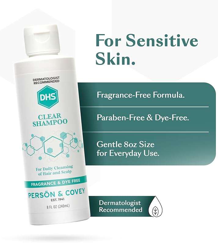 DHS Clear Shampoo - Women’s and Men’s Shampoo for Sensitive Skin/Unscented, Cleans Hair and Treats Dry Scalp/Irritant-free, Paraben-free, Fragrance-free, and Dye-free / 8oz - Image 3