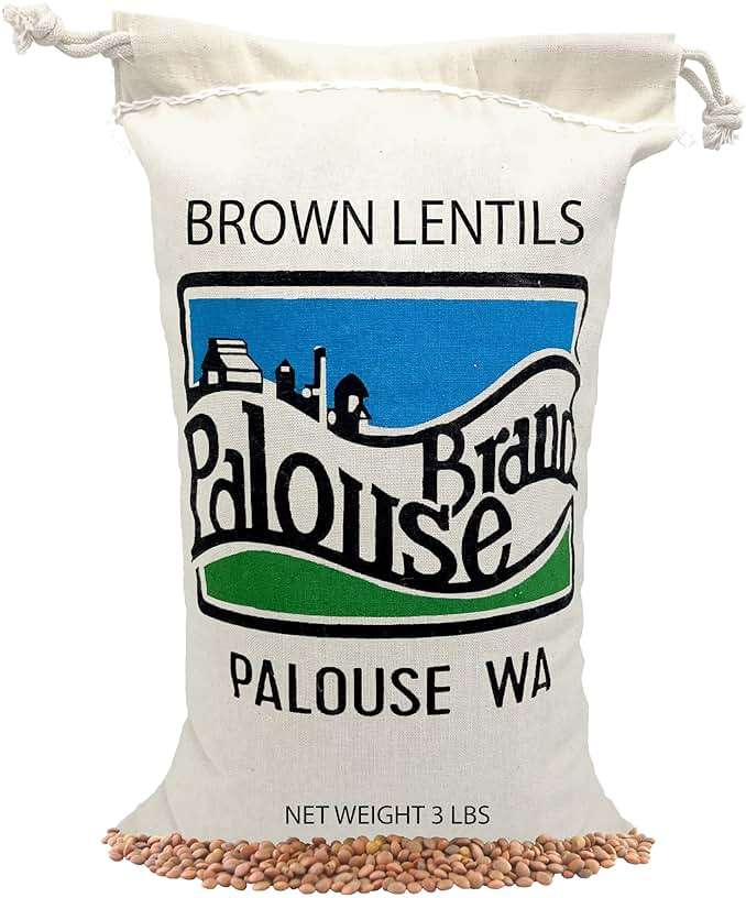 Palouse Brand Certified Glyphosate Residue Free Brown Lentils | 3 LBS Plastic Free Packaging | Family Farmed in Washington State | Non-GMO | 100% Non-Irradiated | Kosher | Field Traced | Cotton Bag - Image 1