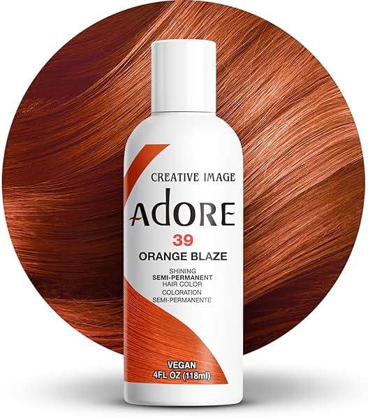 Adore Semi Permanent Hair Color (039 Orange Blaze) | Vegan & Cruelty-Free Orange Hair Dye | No Ammonia, No Peroxide, No Alcohol | 4 Fl Oz - Image 1