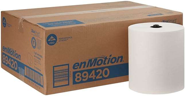 enMotion Georgia‑Pacific (by GP PRO) 8 in 700 Linear Feet Paper Towel Roll, White, 6‑Roll Case Paper Towel Rolls, 89420 - Image 2