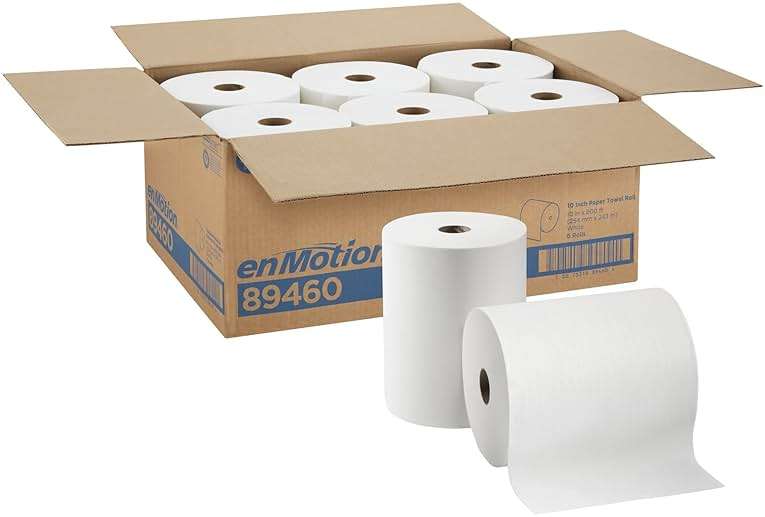 enMotion Georgia‑Pacific (by GP PRO) 10 in 800 Linear Feet Paper Towel Roll, White, 6‑Roll Case Paper Towel Rolls, 89460 - Image 1